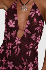 Erbert Floral Halter Maxi Dress - Purple