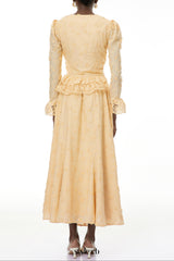 rebecca Floral Lace Blouse & Skirt Set in apricot