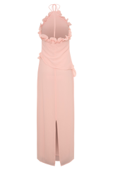 helen off-shoulder Chiffon Flower Maxi Dress - Baby Pink