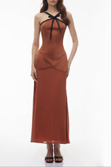 deirdre Brown Halterneck Maxi Dress with Bow