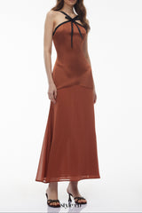 deirdre Brown Halterneck Maxi Dress with Bow