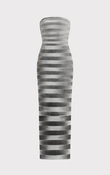 janice Grey stripes bling detail bandage maxi dress in silver