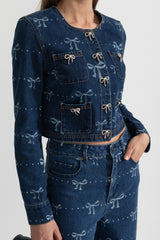 alisa blue Long Sleeve Denim Jacket