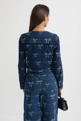 alisa blue Long Sleeve Denim Jacket