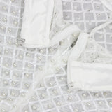 WHITE HOLLOW TIGHT TROUSERS TWO-PIECE SET