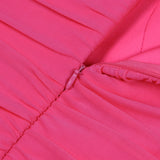 PINK OFF SHOULDER RUFFLE BANDAGE DRESS