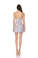 jessica floral embroidery Mini Dress in Blue