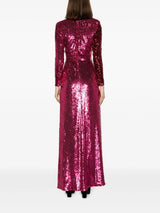 BURGUNDY RUCHED SEQUINED MAXI DRESS