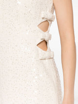 CUTOUT EMBELLISHED BOUCLÉ MINI DRESS