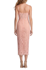 Jalana Lace Corset Midi Dress - Pink