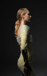 lynn Square neck beaded rhinestone maxi dress - yellow