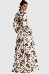 Judie Floral Print Maxi Dress - Brown