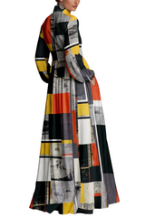 Judie Geometric Print Maxi Dress - Black