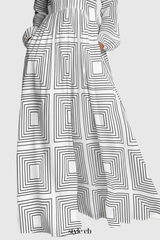 Judie Geometric Print Maxi Dress - White