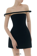 Kassiani Off Shoulder Mini Dress - Black