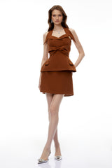 griselda Brown Halterneck mini dress