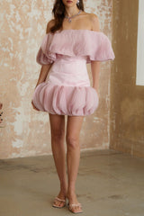 helen Ruffled strapless Mini Dress in Pink