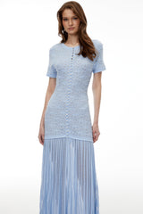 pandora Embellished Pleated Maxi Dress - blue