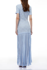 pandora Embellished Pleated Maxi Dress - blue