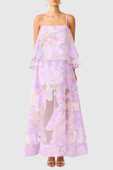 Lennox Floral Jacquard Maxi Dress - Purple