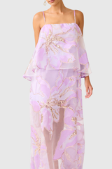 Lennox Floral Jacquard Maxi Dress - Purple