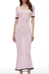 molly Pink Textured Knit Midi Dress