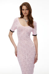 molly Pink Textured Knit Midi Dress