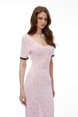 molly Pink Textured Knit Midi Dress