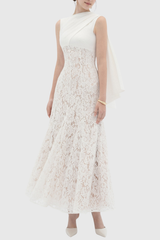 Litare Sleeveless Lace Scarf Maxi Dress