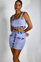 dolores purple Sequin Embellished Crop Top & Mini Skirt Set