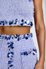 dolores purple Sequin Embellished Crop Top & Mini Skirt Set