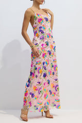 Fanny Embroidered Sequins Backless Maxi Dress