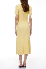 apphia Yellow Contrast Lace Knit Midi Dress