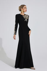 rebecca Black rhinestone embellished long sleeve Maxi Dress
