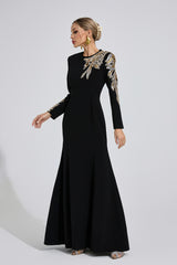 rebecca Black rhinestone embellished long sleeve Maxi Dress