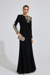 rebecca Black rhinestone embellished long sleeve Maxi Dress