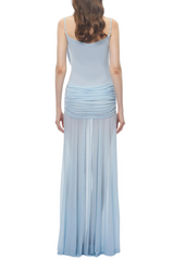 Neraos Draped Ruched Maxi Dress - Blue