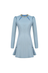 sylvia rhinestone neck cutout mini dress in blue