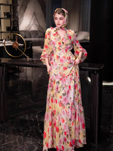 jocelyn v-neck floral print layer maxi dress - multicolor