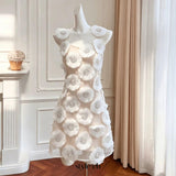 lola Rhinestone 3D Flowers mini dress - white