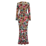 priscilla Colorful floral embroidered maxi dress