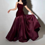 tiffany Irregular splicing strapless maxi dress  - burgundy