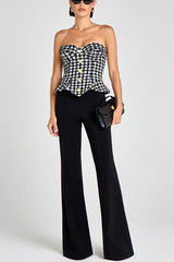 roberta black check Tweed Sequin top