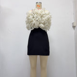 rosemary Ruffle backless Mini Dress in black