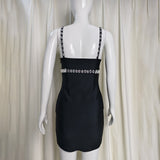 karen V-neck rhinestone embellished stretch Bodycon mini dress in black