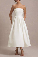 white bandeau midi dress
