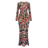 priscilla Colorful floral embroidered maxi dress