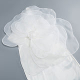 ANDREA MESH FLOWER ONE SHOULDER MIDI DRESS IN WHITE