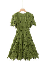 sylvia green Beaded hollow crochet mini dress