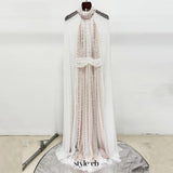 white Nail Bead Mesh maxi Dress